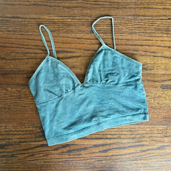 CAD Tops - CAD Cropped Faded Teal Tank Top Large